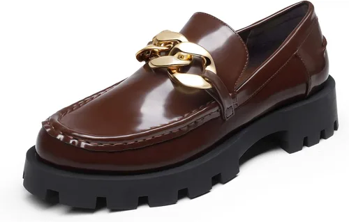 DREAM PAIRS Mocasines cómodos de plataforma gruesa para mujer con suela antideslizante y piel sintética zapatos casuales de trabajo de negocios