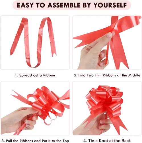 Miniatura 3 de GWHOLE 60 lazos de cinta roja de 5 pulgadas, lazos de regalo para manualidades, caja de manualidades, boda, día de San Valentín, decoración