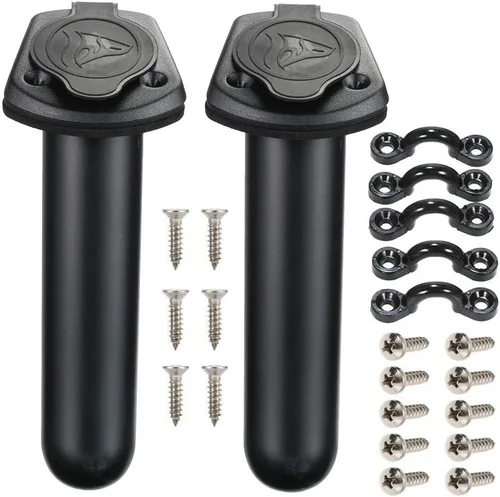 Miniatura 2 de 2 soportes para caña de pescar de kayak y 2 clips de soporte de paleta de kayak (incluyendo tornillos) para kayak, barco de pesca, canoa y aparejos
