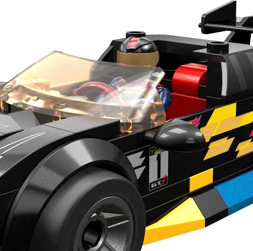 Miniatura 4 de MEGA Hot Wheels - Juego de autos de carreras de juguete de construcción, 16 Cadillac ATS-V con 90 piezas, 1 micro figura de acción, negro, niños a