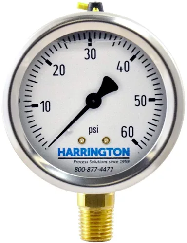 Miniatura 4 de Harrington 52894976 Medidor de presión relleno de líquido de 2-1/2 pulgadas, 0/160 psi, acero inoxidable 304 con tapón de llenado ventilado, montaje