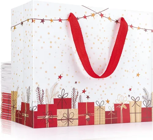 Miniatura 12 de EUSOAR Bolsas de regalo grandes negras, paquete de 12 bolsas de papel de compras de 16 x 6 x 12 pulgadas con asas, bolsa de mercancía de papel kraft