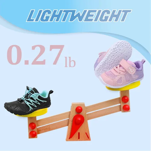 Miniatura 5 de L-RUN Zapatos deportivos para niños y niñas, zapatos de verano para caminar descalzos, zapatos de tenis ligeros de malla