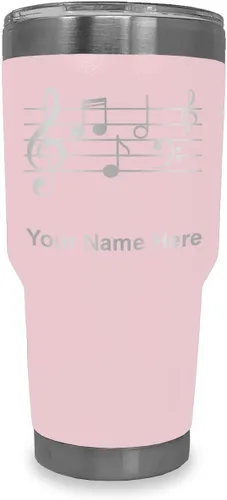 Miniatura 29 de LaserGram Vaso aislado al vacío de 20 onzas, personal de música, grabado personalizado incluido (negro)