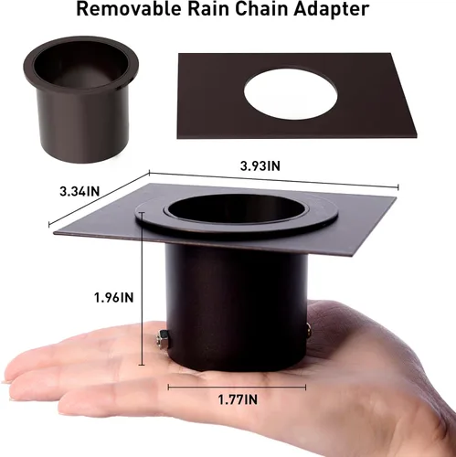 Miniatura 3 de Juego de Cadena de Lluvia con Jaula de Pájaro de 8.5 Pies, Cadenas de Lluvia de Hierro Forjado Antioxidante para Canaletas con Adaptador Gotta