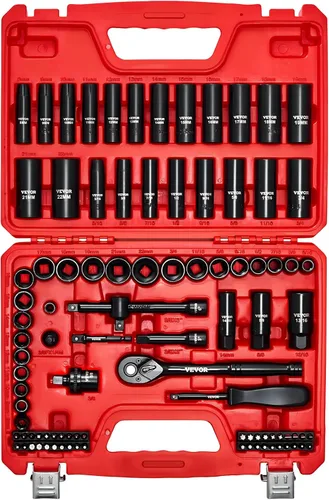 Miniatura 14 de VEVOR Impact Drive - Juego de llaves de vaso de 1/2 pulgada, 19 piezas SAE, surtido de enchufes estándar, (3/8 pulgadas a 1-1/2 pulgadas) enchufes