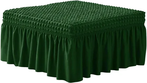 Miniatura 16 de NIDITW Funda otomana elástica de sirsaca negra con falda, rectangular, para almacenamiento, funda otomana con textura de burbujas 3D, fundas