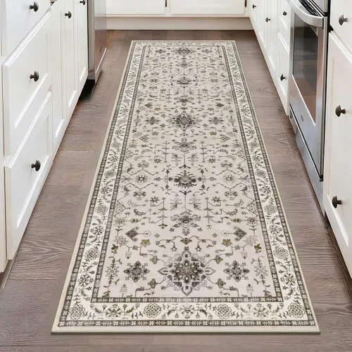 Miniatura 122 de HEBE Alfombra Pasillo 2'x10' Lavable Vintage Desgastada Alfombras de Área Antideslizante Alfombra de Lavandería Boho Alfombras de Piso para Pasillos