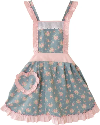 Miniatura 9 de CRB Fashion Delantal para mujeres para cocinar y hornear Delantales de chef de cocina para damas, mujer, con bolsillo Floral rosa