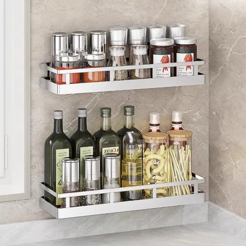 Miniatura 10 de SUS304 - Cesta de almacenamiento de especias de acero inoxidable para montaje en pared, contenedor de condimentos, organizador de especias