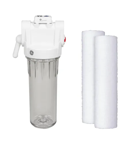 GE Sistema de filtración de agua para toda la casa y filtro básico | Reduce los sedimentos, el óxido y más | Kit de instalación y accesorios