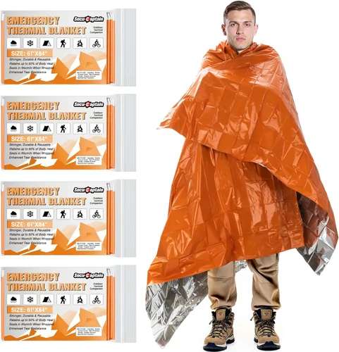 Miniatura 17 de SecuCaptain Mantas Térmicas de Emergencia de Supervivencia: Extra Grandes 84" x 63" Kit de Manta de Mylar Espacial para Exteriores Camping