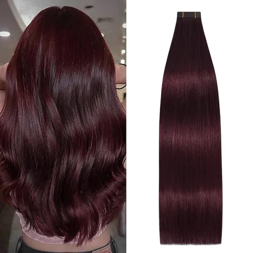 Miniatura 15 de Extensiones de cabello humano adhesivas, sedosas y lacias, 100% Remy, color marrón oscuro, para mujeres, 20 unidades por paquete