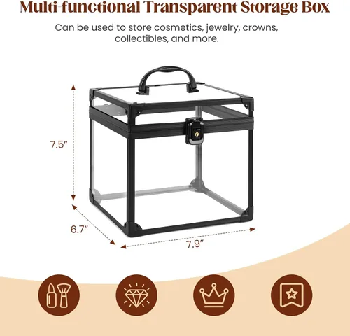 Miniatura 2 de Caja de corona, estuche de maquillaje transparente, organizador de cosméticos, gran capacidad de acrílico transparente para artistas, vitrina