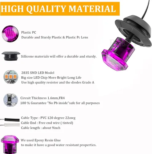 Miniatura 5 de PSEQT Luces LED de marcador de remolque de 3/4 pulgadas, indicadores de holgura lateral, luz trasera, impermeable, para remolque, camión, automóvil