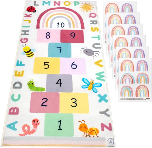 Alfombra Hopscotch para niños, alfombra de juego Hopscotch, alfombrilla de aprendizaje ABC, alfombra para niños pequeños para sala de juegos,