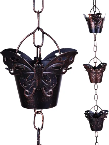 Miniatura 10 de Topadorn Cadena de lluvia de metal de 71.5 pulgadas, repuesto de canalón decorativo para jardín, patio y hogar Sombrilla