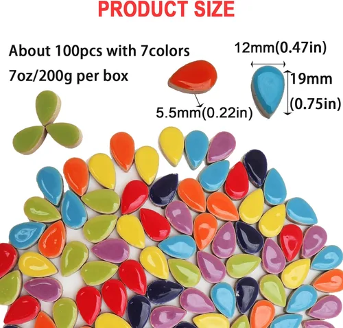 Miniatura 6 de Azulejos de mosaico de cerámica para manualidades, azulejos de mosaico de pétalos de colores surtidos de 7 onzas para suministros de arte, kit
