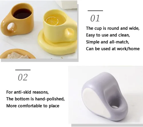 Miniatura 6 de Taza de café de cerámica, juego de tazas de café de cerámica de 10 onzas, tazas de capuchino de porcelana para café con leche, juego de tazas