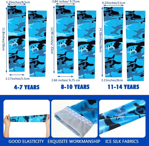 Miniatura 4 de Mepase 14 pares de mangas para brazos para niños, con protección UV, brazo de enfriamiento de compresión, cubierta deportiva para niños, béisbol