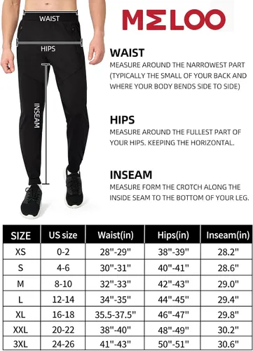 Miniatura 6 de MELOO Men's Fleece Lined Pants - Water Resistant Sweatpants Hiking Warm Joggers Winter Workout Pants Zipper Pockets