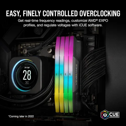 Miniatura 5 de CORSAIR VENGEANCE RGB DDR5 64 GB (2 x 32 GB) DDR5 5600 MHz CL40 AMD EXPO Intel XMP iCUE Memoria de computadora compatible - Gris