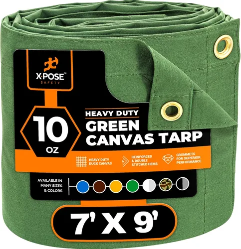 Miniatura 110 de Xpose Safety Lona de Lona - Lonas de Lona Verde de 10oz Resistentes al Agua con Ojales de Latón - Lona Multiusos para Exteriores para Campamento