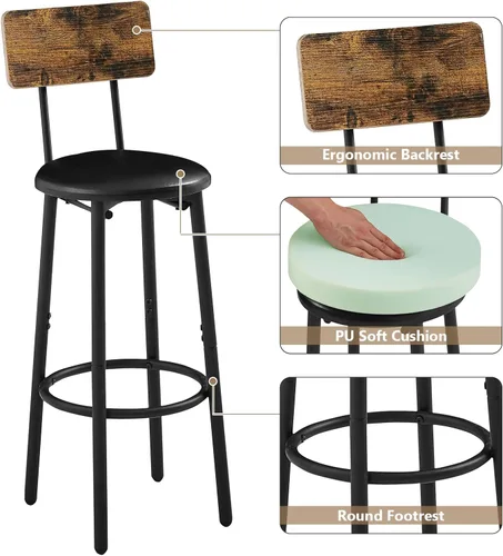 Miniatura 5 de Juego de mesa de comedor de 3 piezas para 2, mesa de bar moderna y sillas para cocina de espacio pequeño, juego de comedor rectangular de madera