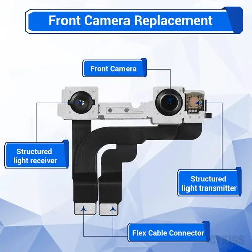 Miniatura 2 de Para iPhone 12 Pro Max Reemplazo de cámara frontal OEM 12MP nueva cara frontal parte de la cámara frontal Módulo de lente transmisor receptor de luz