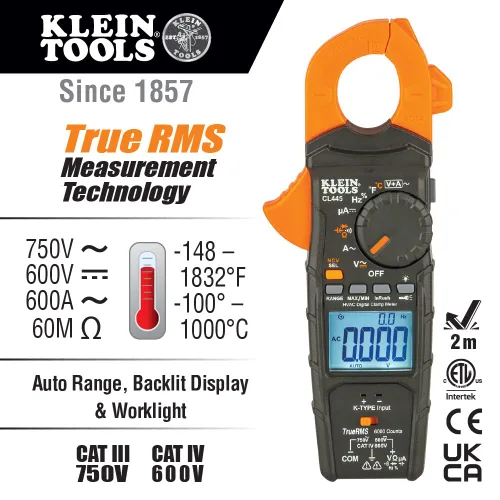 Miniatura 3 de Klein Tools Pinza métrica HVAC CL445 + divisor de línea Klein Tools 69409