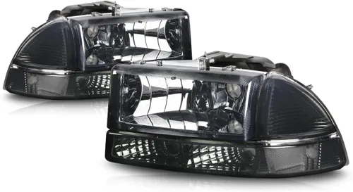 PM PERFORMOTOR Faros delanteros de esquina transparentes de repuesto compatibles con Dodge Durango 98-04 / 97-04 Dakota, PMHL-DODA-9704-4P-OH-SC