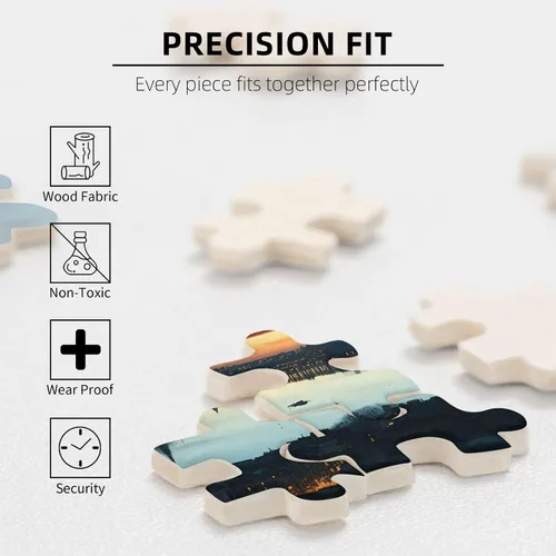 Miniatura 4 de Cityscape - Rompecabezas de madera de 1000 piezas, rompecabezas de fotos personalizados para adultos, amigos, rompecabezas de fotos, regalos