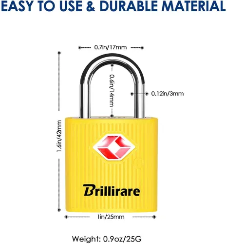 Miniatura 2 de Paquete de 4 cerraduras de equipaje aprobadas por la TSA con llaves, candado de viaje, cerradura con llave impermeable de aleación de zinc