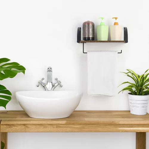 Miniatura 6 de BTY Soporte para toallas de papel con estante, soporte vintage de granja montado en la pared para toallas de papel debajo del gabinete, estante