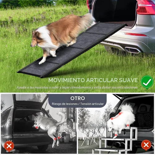 Miniatura 5 de Rampa para perros para automóvil de 63 pulgadas de largo y 17 pulgadas de ancho, rampas portátiles para perros grandes con superficie de alfombra