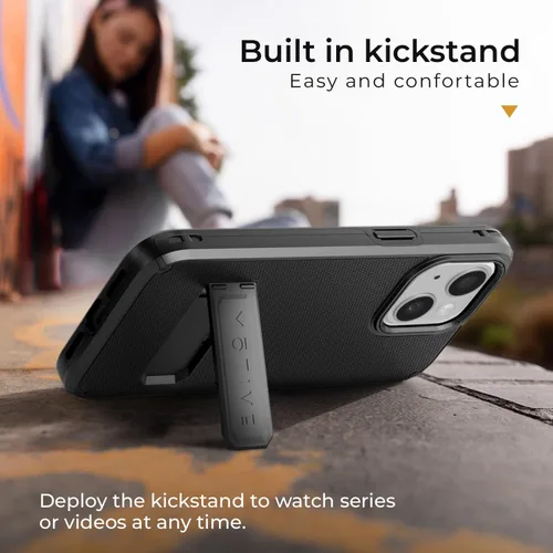 Miniatura 8 de MOTIVE Funda para iPhone 15 con clip para cinturón, magnética compatible con MagSafe, combo de funda de carcasa a prueba de golpes, funda para Negro