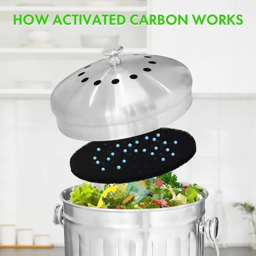 Miniatura 4 de ENLOY - Filtros de compostaje de cocina de 6.5 pulgadas de repuesto de carbón, paquete de 12 filtros de carbón para cubeta de encimera y hogar