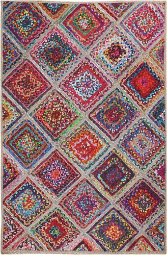 Miniatura 17 de Natural Jute Collection - Alfombra cuadrada de 3 x 3 pies, alfombra de yute trenzada a cuadros multicolor de 0.27 pulgadas de grosor, ideal