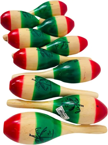 Miniatura 4 de Leos Imports Maracas mexicanas hechas a mano, 3 colores de madera tradicional para Cinco de Mayo, bodas, fiestas y más