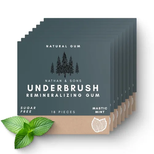 Miniatura 14 de UnderBrush Mastic Mint – Goma de mascar remineralizante sin azúcar con xilitol e hidroxiapatita – Apoya el aliento fresco y la salud bucal – Base