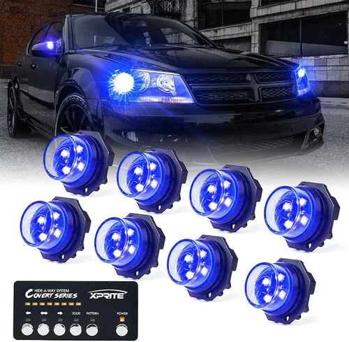 Miniatura 13 de Xprite Kit de luces estroboscópicas LED ámbar ocultas, 20 patrones intermitentes con panel de control, faros, luces traseras, luces antiniebla