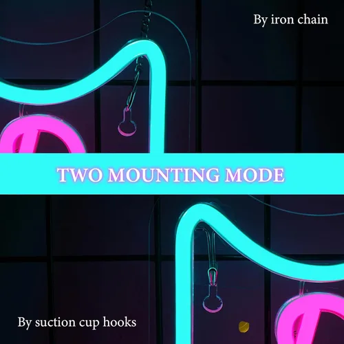 Miniatura 7 de Looklight Letreros de neón de disco para decoración de pared, letrero de luz LED rosa y azul, letrero de neón con letras iluminadas USB, letrero