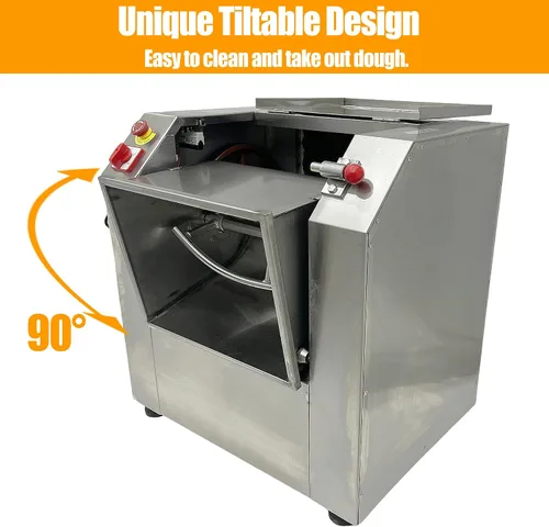 Miniatura 4 de TECHTONGDA Mezclador de masa comercial Mezclador de harina de acero inoxidable Máquina de amasado de masa de 110 V Mezclador de alimentos de alta