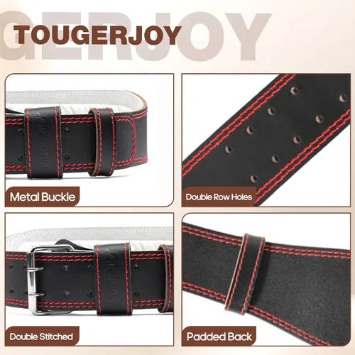 Miniatura 6 de Genuine Leather Weight Lifting Belt for Men Double Prong Power Belt Heavy Duty - Strong, Stabilizing Back Support for Deadlifts, Squats Powerlifting