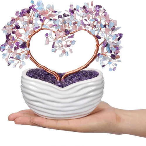 Miniatura 3 de Jovivi Árbol bonsái de cristal natural con forma de corazón y piedras preciosas curativas para ceremonia de boda, reiki, equilibrio energético