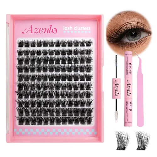 Miniatura 15 de Extensiones de pestañas Azenlo 40D+60D en racimo, 240 unidades, kit de pestañas individuales, 10-16 mm, kit de pestañas en banda delgada