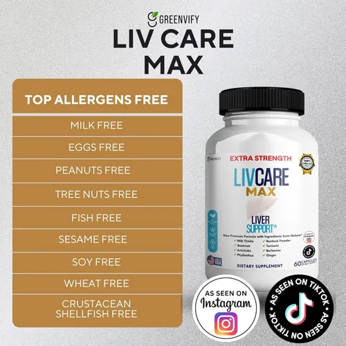 Miniatura 4 de Livcare Max Suplemento de apoyo hepático, extra fuerte, 60 cápsulas vegetales, suministro para 30 días con cardo mariano, remolacha, alcachofa (1)