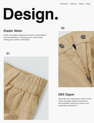 Miniatura 5 de TBMPOY Pantalones de senderismo para mujer, convertibles, enrollables, capri, de secado rápido, ligeros, con bolsillos de carga al aire libre