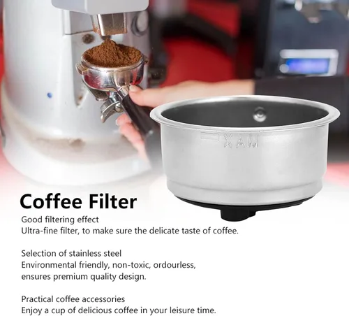 Miniatura 2 de Filtro de café de acero inoxidable, cestas de filtro de café de 2.008 in, filtro de café expreso, cesta porosa presurizada, accesorios de repuesto