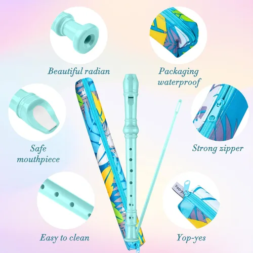 Miniatura 3 de Instrumento de flauta soprano para niños principiantes estudiantes, digitación alemana, llave C, flauta soprano de 3 piezas con varilla de limpieza